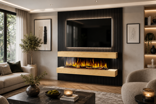 Evolution Fires - Studio 6 Oak Wall-Mounted Electric Fireplace