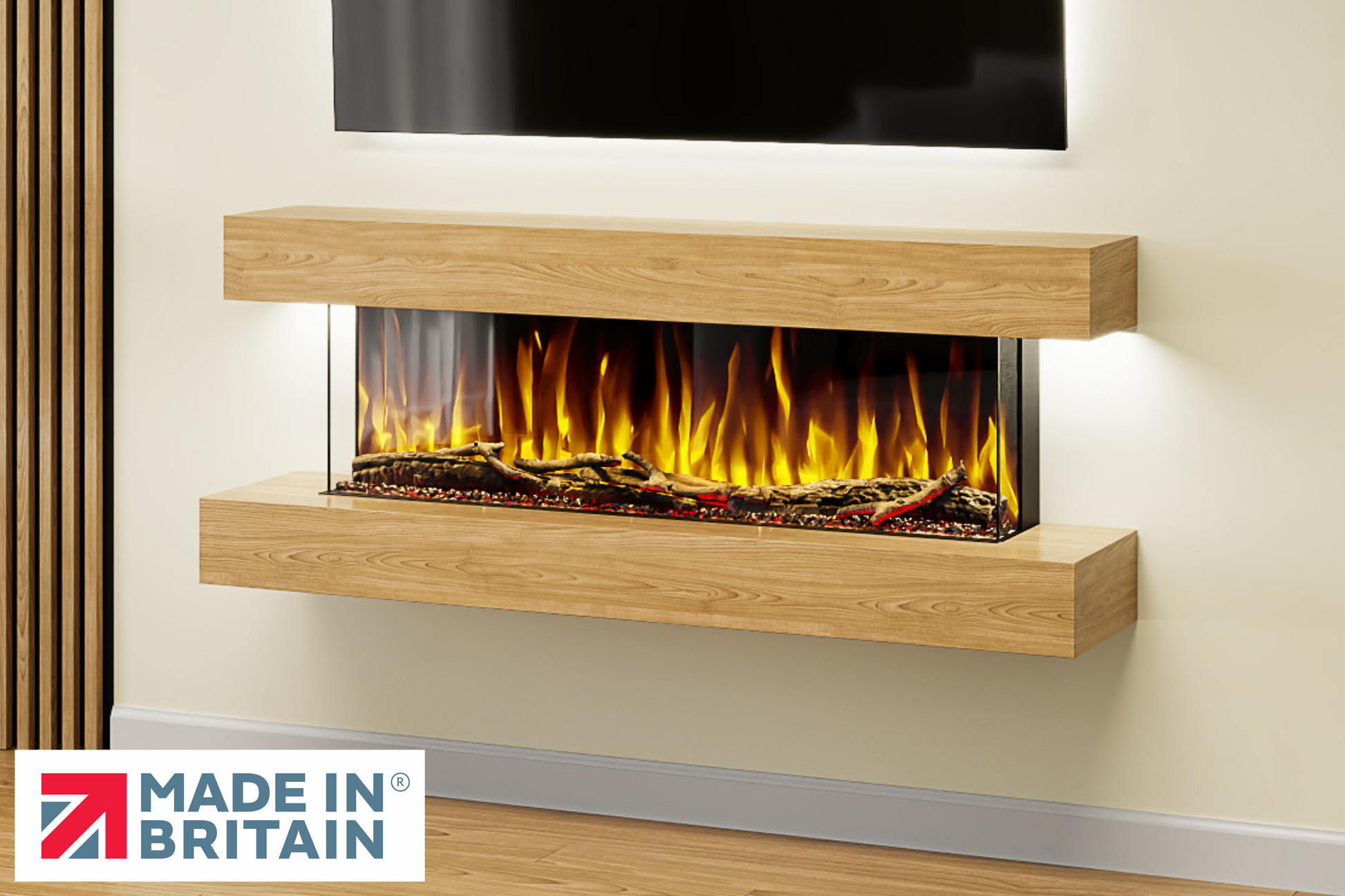 Evolution Fires Studio 4 - Oak Wall-Mounted Electric Fireplace