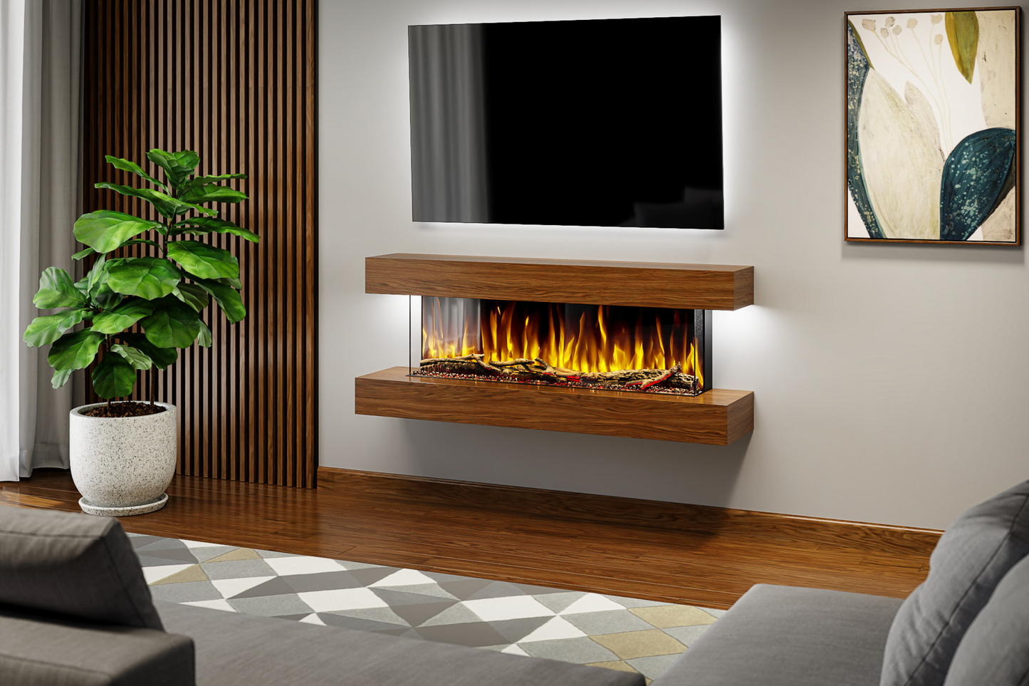 Evolution Fires Studio 4 - Walnut Wall-Mounted Electric Fireplace