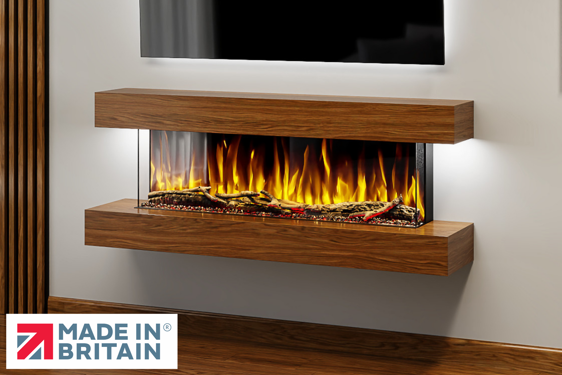 Evolution Fires Studio 4 - Walnut Wall-Mounted Electric Fireplace