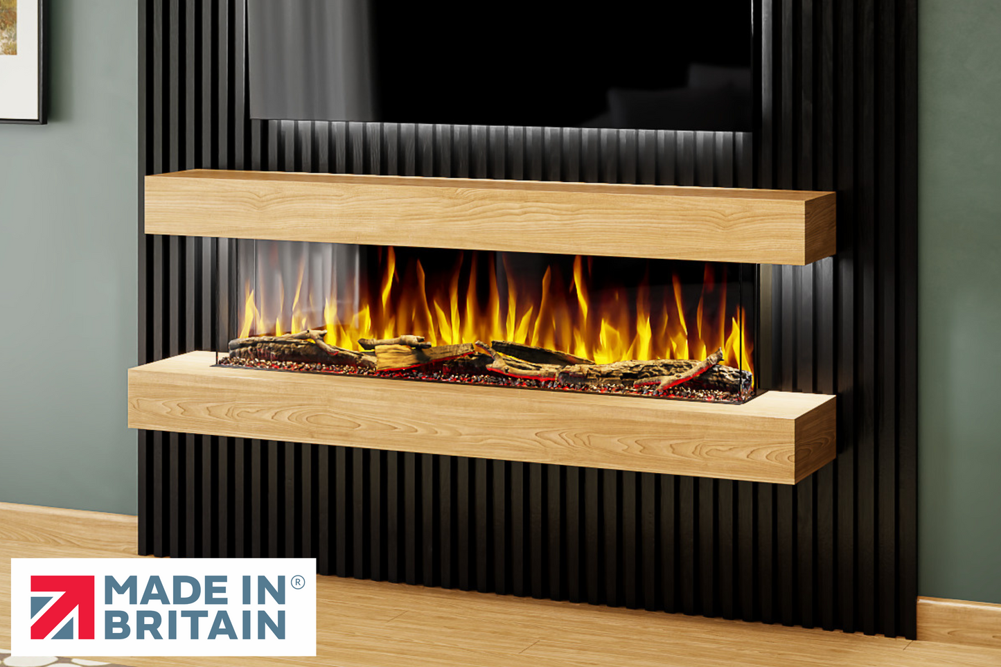 Evolution Fires - Studio 5 Oak Wall-Mounted Electric Fireplace