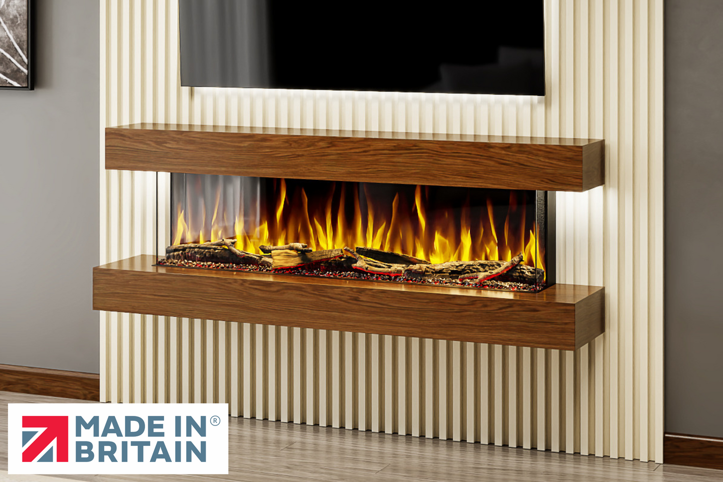 Evolution Fires - Studio 5 Walnut Wall-Mounted Electric Fireplace