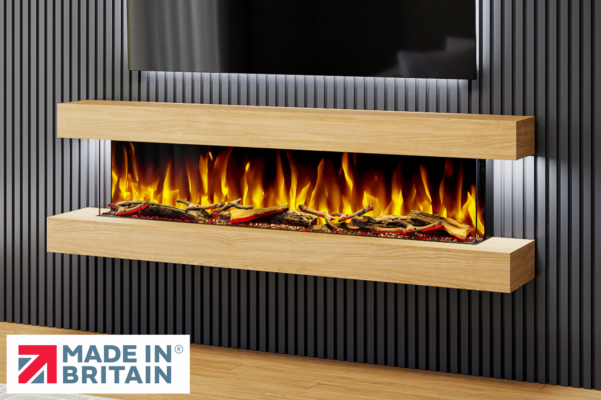 Evolution Fires - Studio 6 Oak Wall-Mounted Electric Fireplace