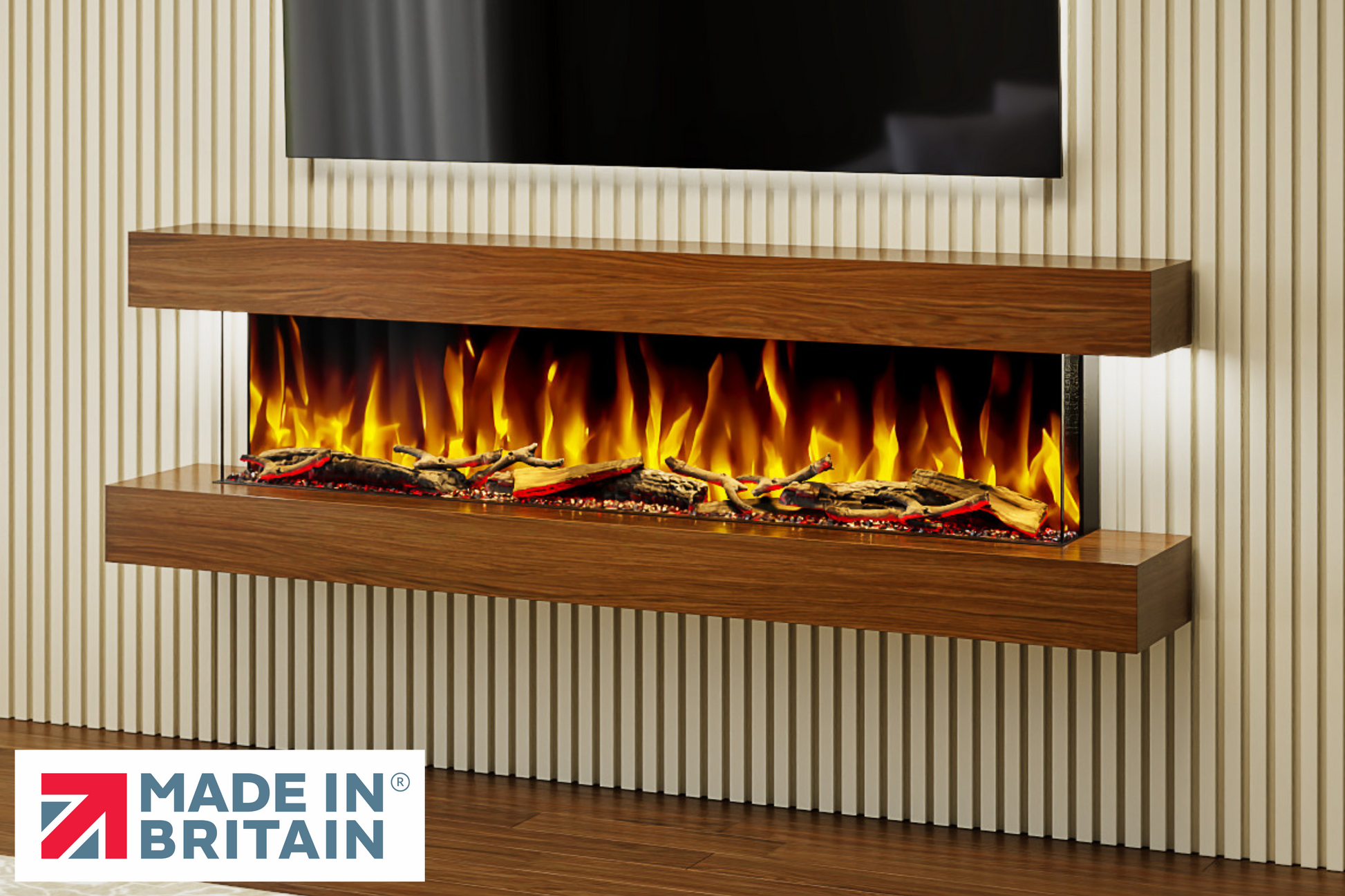 Evolution Fires - Studio 6 Walnut Wall-Mounted Electric Fireplace