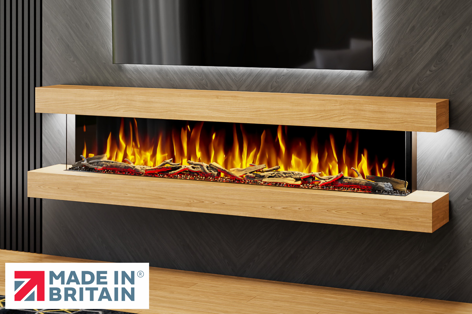 Evolution Fires - Studio 7 Oak Wall-Mounted Electric Fireplace