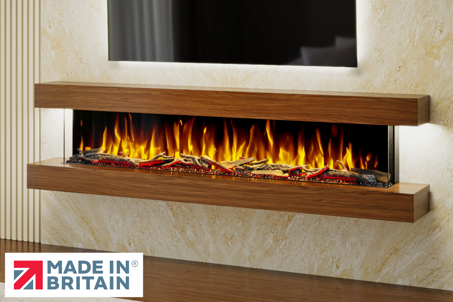 Evolution Fires - Studio 7 Walnut Wall-Mounted Electric Fireplace
