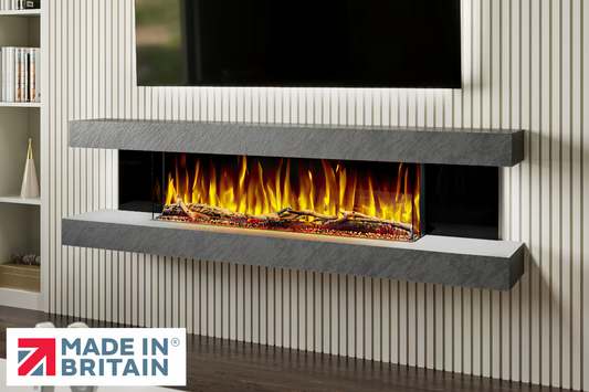 Evolution Fires - Vegas 72 - Wall-Mounted Electric Fireplace Grey Textured