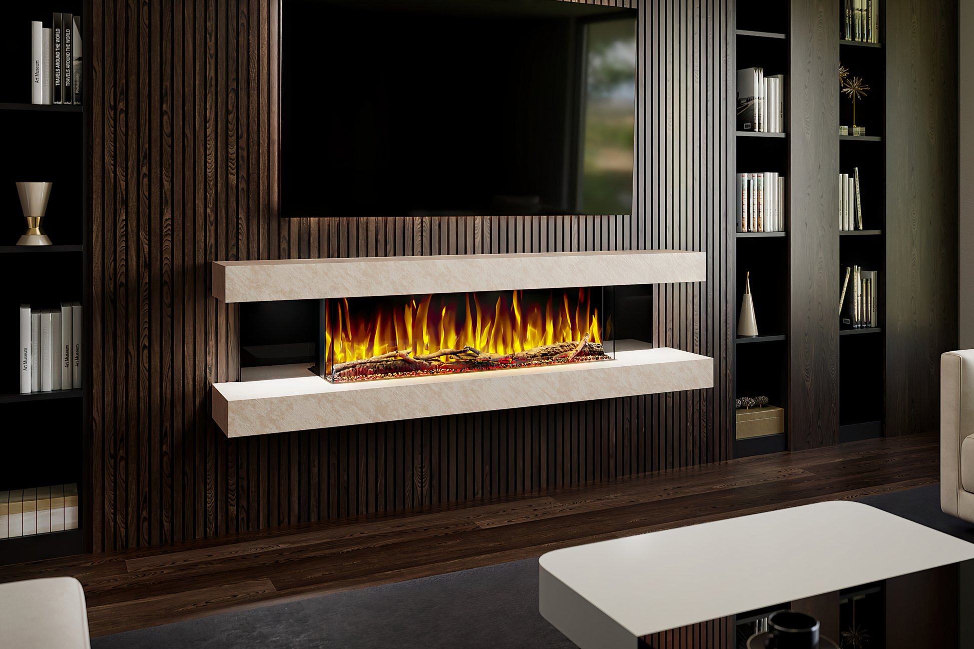 Evolution Fires - Vegas 72 - Wall-Mounted Electric Fireplace Pearl Textured