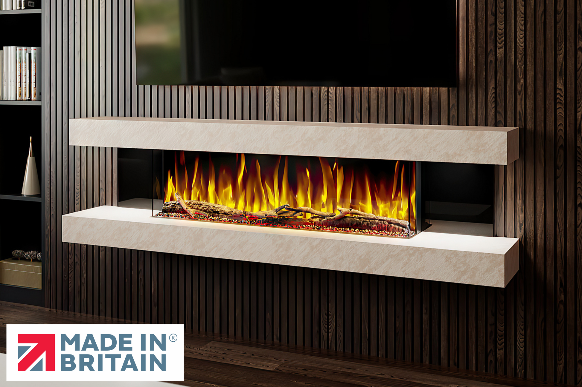 Evolution Fires - Vegas 72 - Wall-Mounted Electric Fireplace Pearl Textured