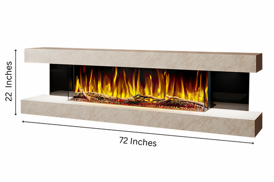 Evolution Fires - Vegas 72 - Wall-Mounted Electric Fireplace Pearl Textured