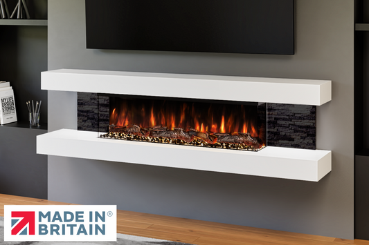 Evolution Fires - Vegas 72 - Wall-Mounted Electric Fireplace (Black Stone Tiles)