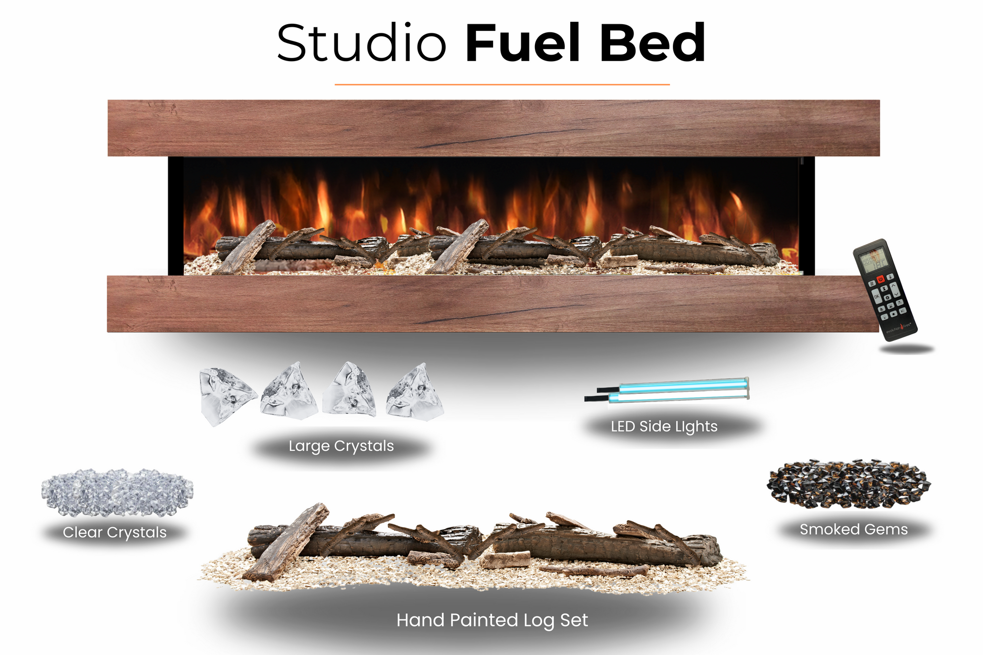 Evolution Fires - Studio 6 Walnut Wall-Mounted Electric Fireplace