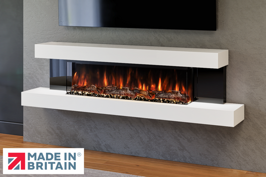 Evolution Fires Alpha Wall Mounted Electric Fireplace Black Panels