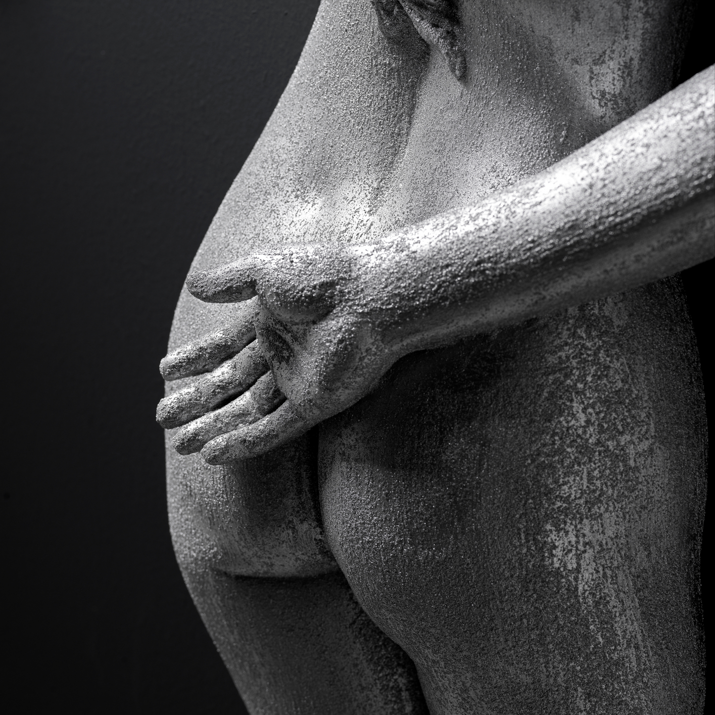 Large 3D Wall Art Female Sculpture (Silver Venetian Plaster)