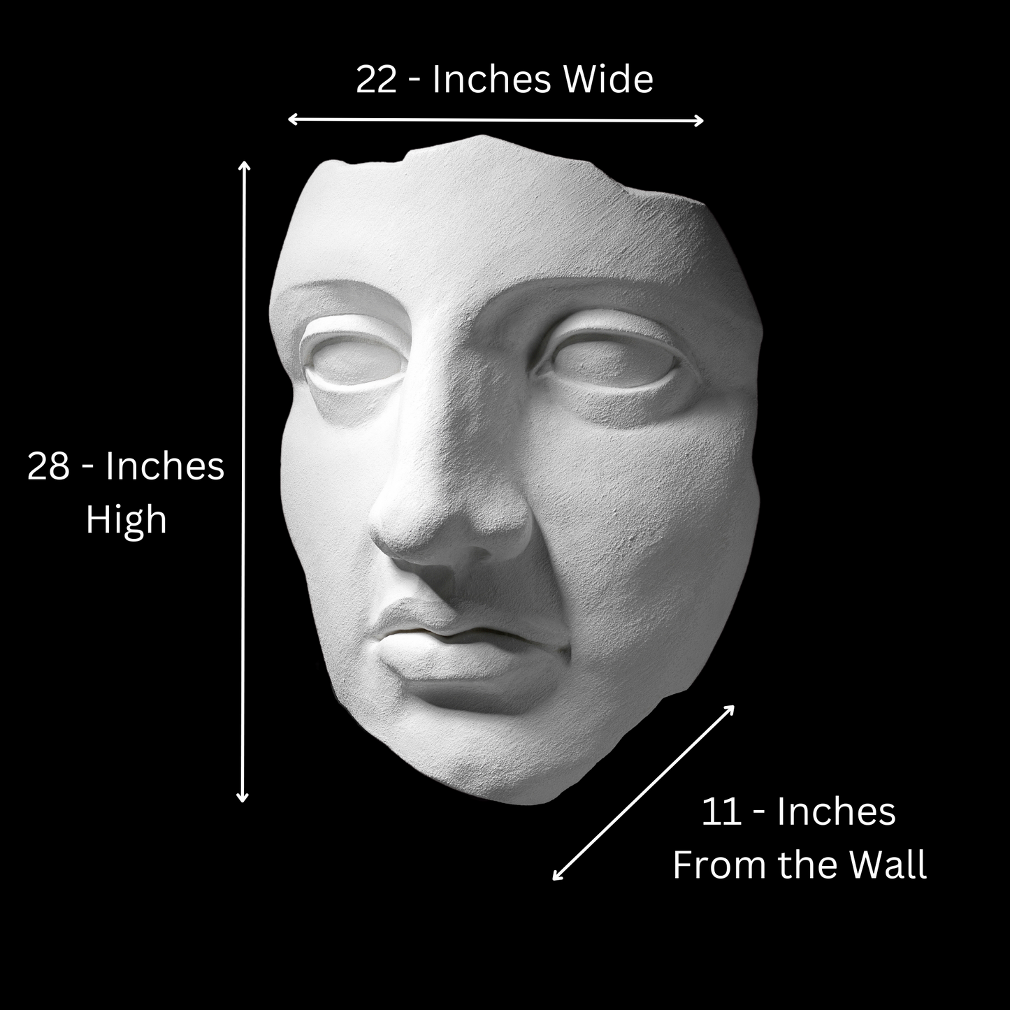 Extra Large 3D Wall Art Face Sculpture (White Venetian Plaster)