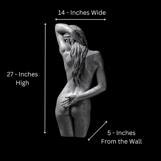 Large 3D Wall Art Female Sculpture (Silver Venetian Plaster)