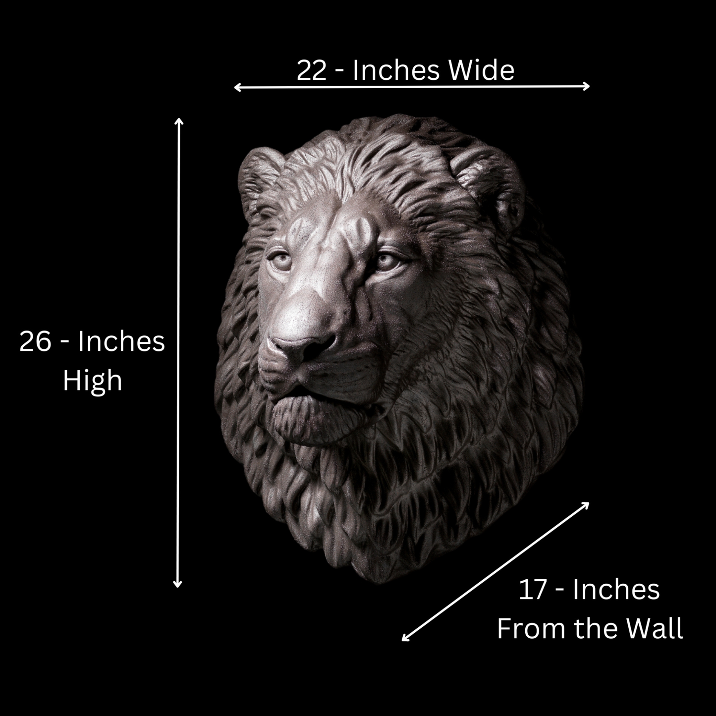 Extra Large 3D Wall Art Lion Sculpture (Bronze Venetian Plaster)