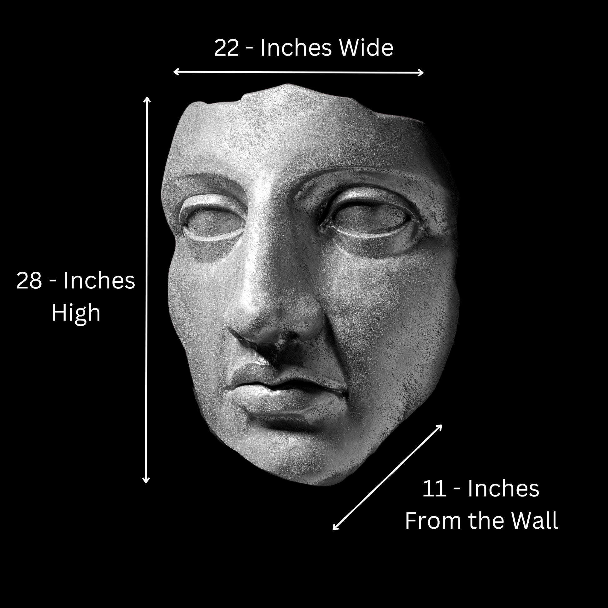 Extra Large 3D Wall Art Face Sculpture (Silver Venetian Plaster)
