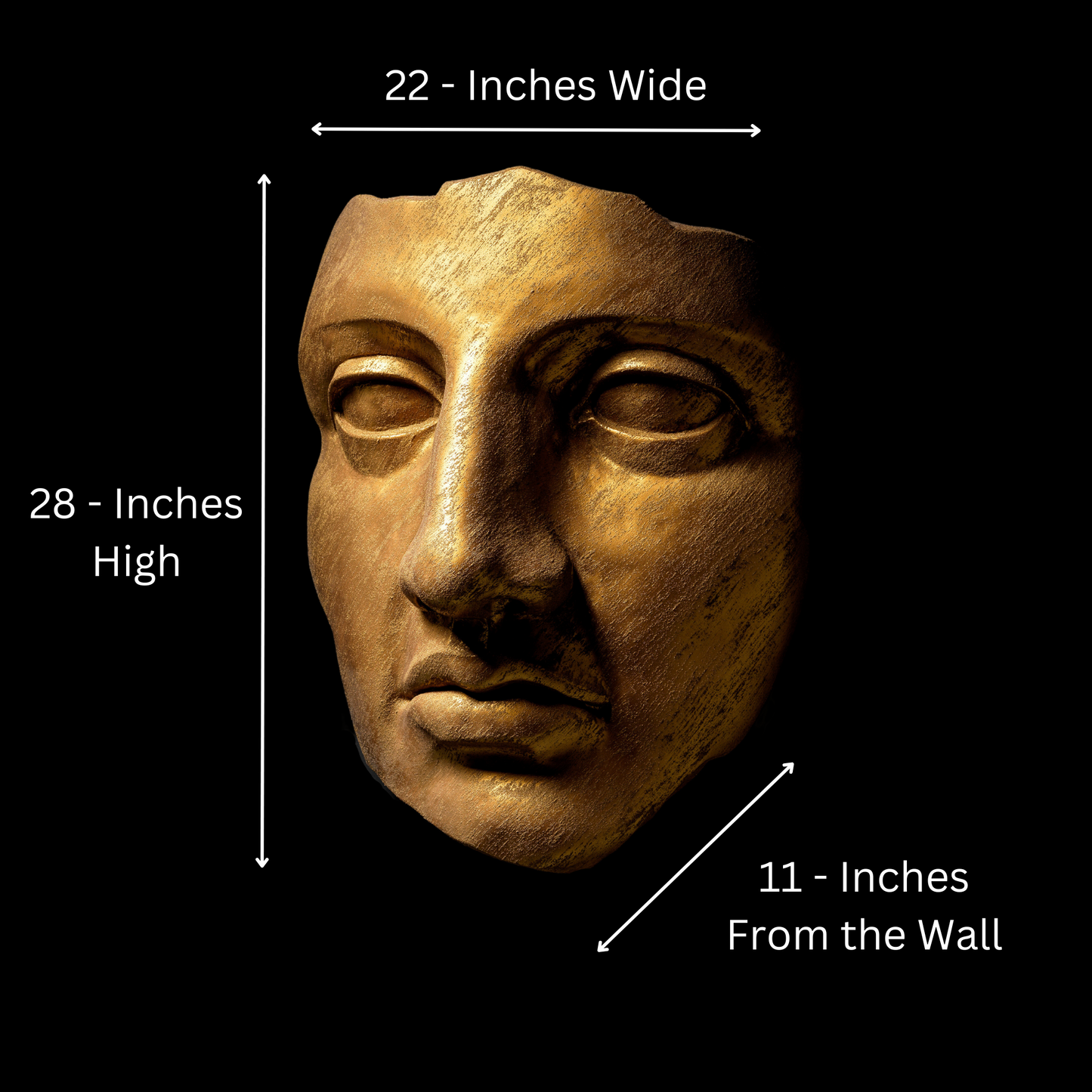Extra Large 3D Wall Art Face Sculpture (Gold Venetian Plaster)