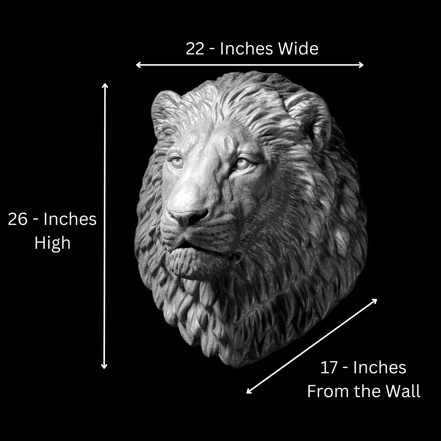 Extra Large 3D Wall Art Lion Sculpture (Silver Venetian Plaster)