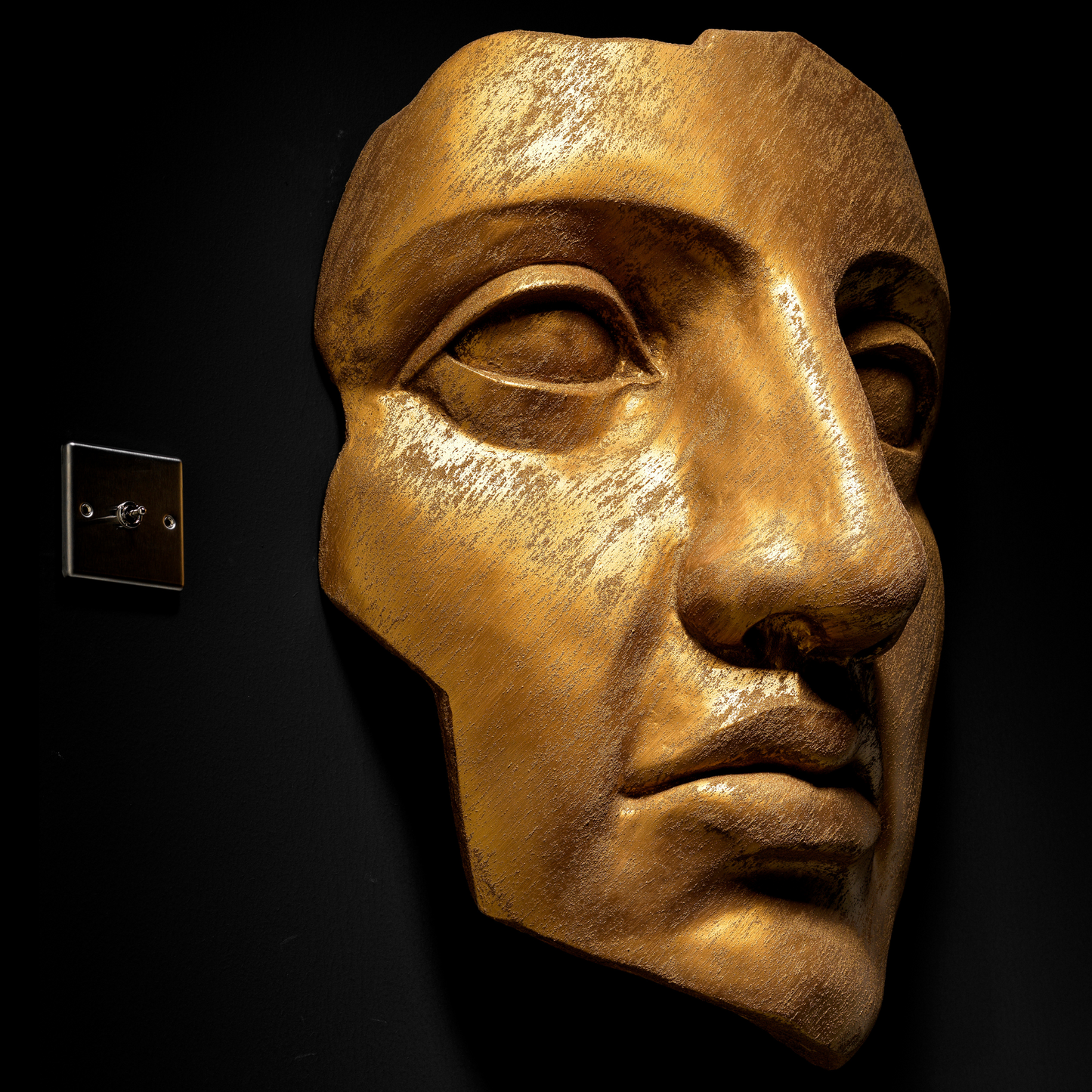 Extra Large 3D Wall Art Face Sculpture (Gold Venetian Plaster)