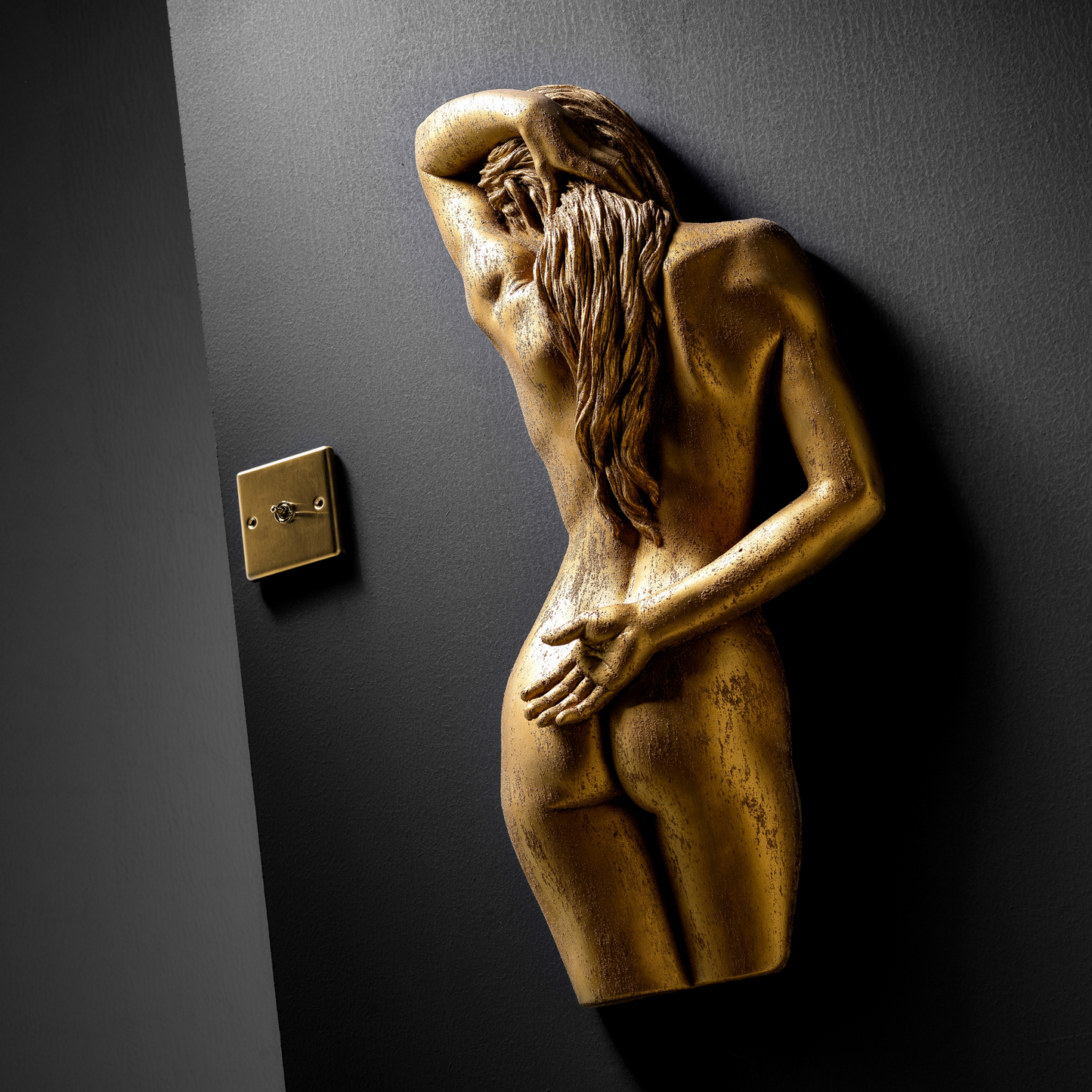 Large 3D Wall Art Female Sculpture (Gold Venetian Plaster)
