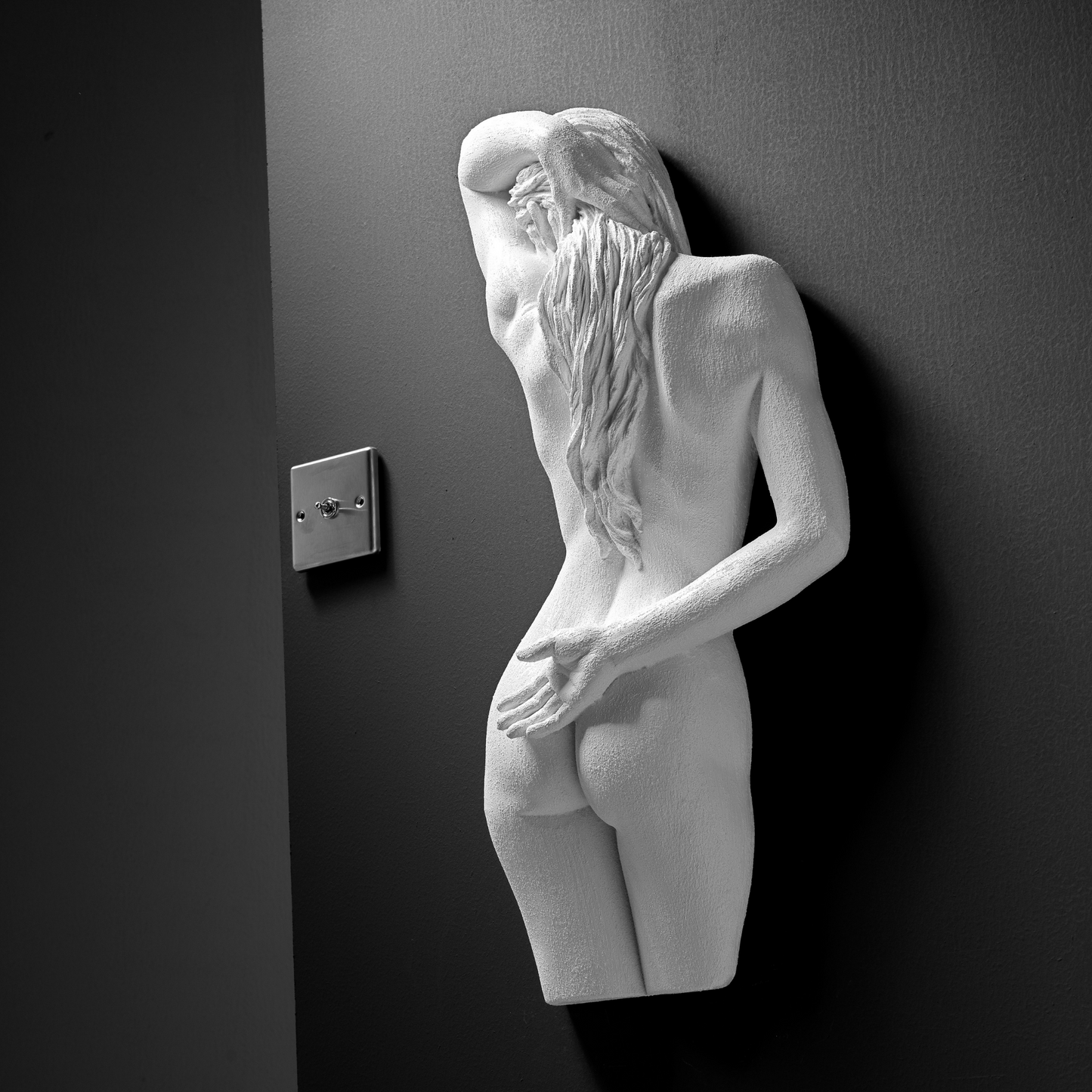 Large 3D Wall Art Lady Sculpture (White Venetian Plaster)