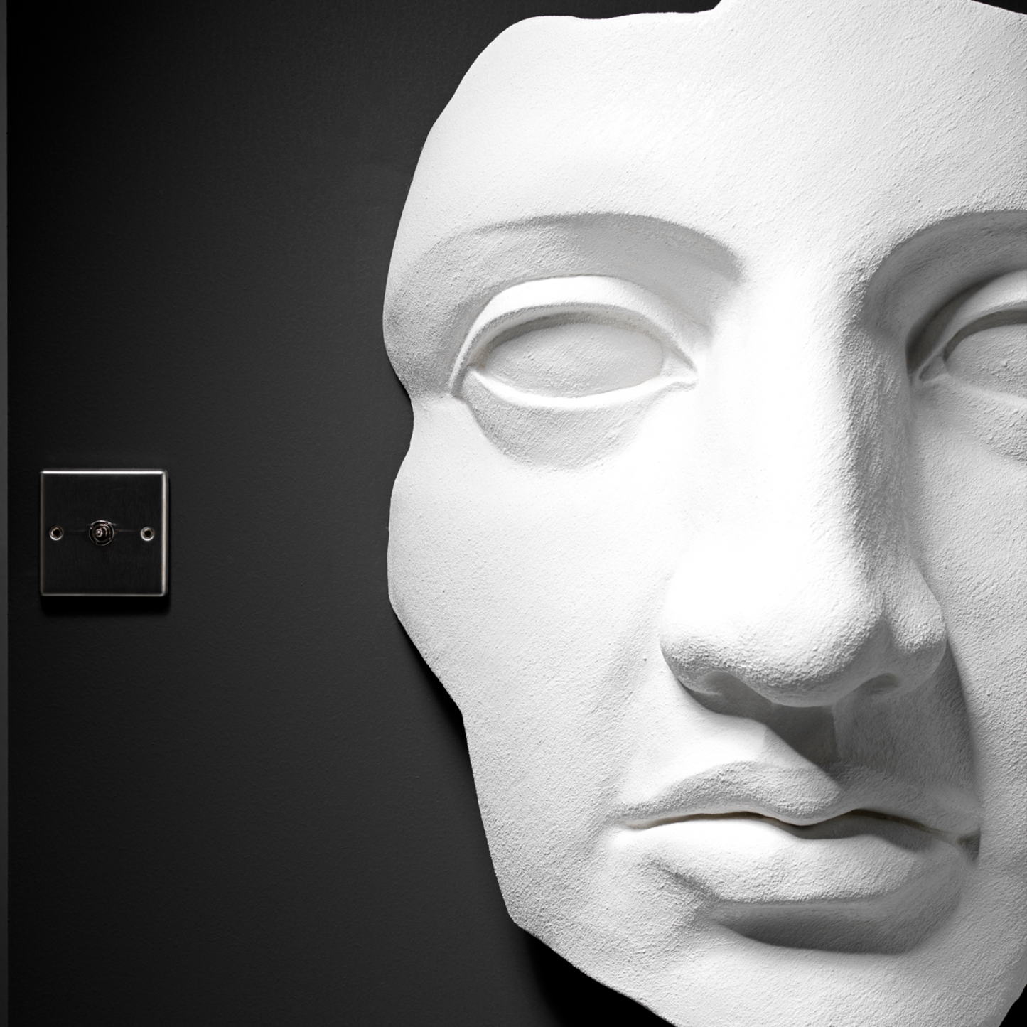 Extra Large 3D Wall Art Face Sculpture (White Venetian Plaster)
