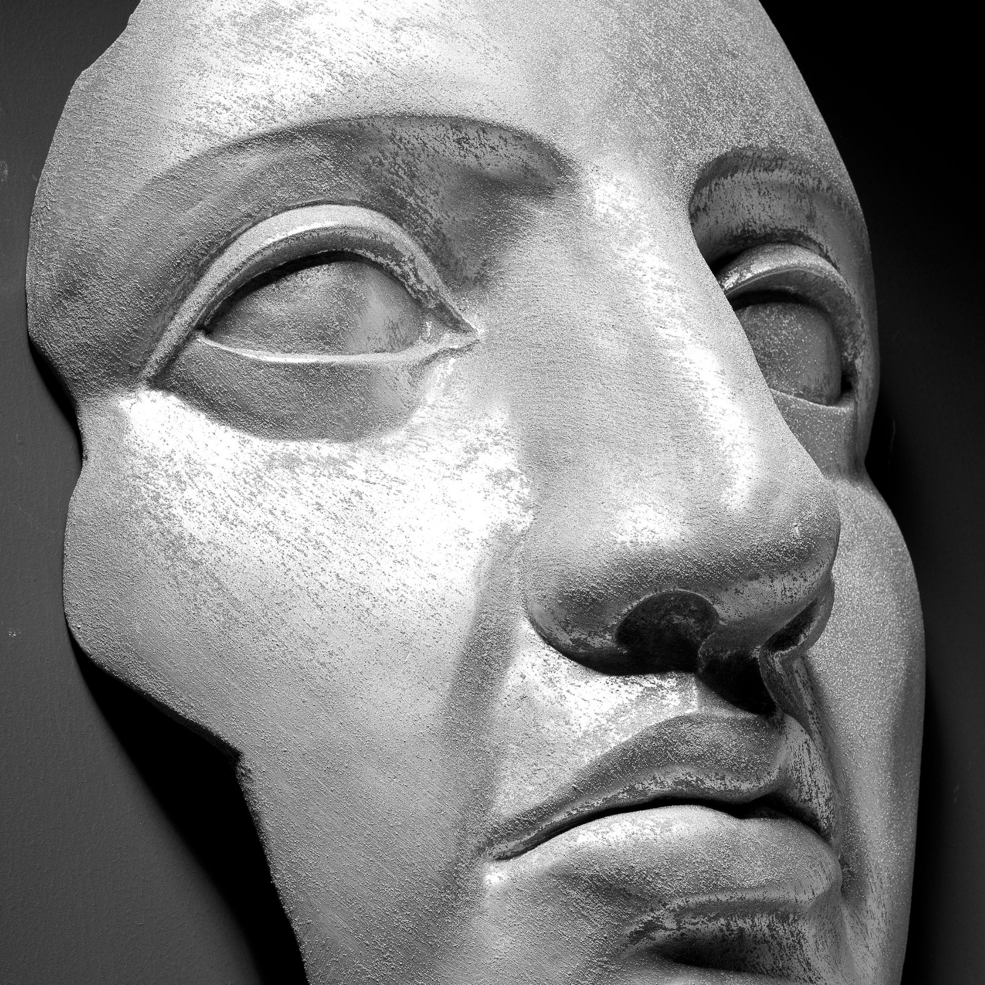 Extra Large 3D Wall Art Face Sculpture (Silver Venetian Plaster)