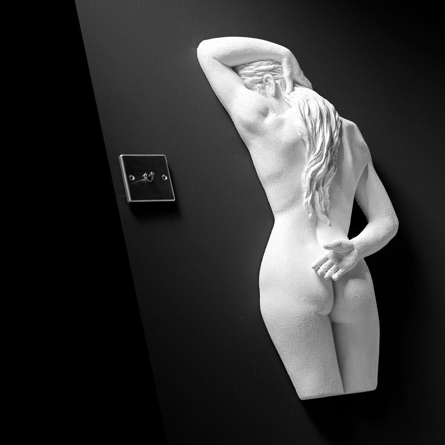 Large 3D Wall Art Lady Sculpture (White Venetian Plaster)