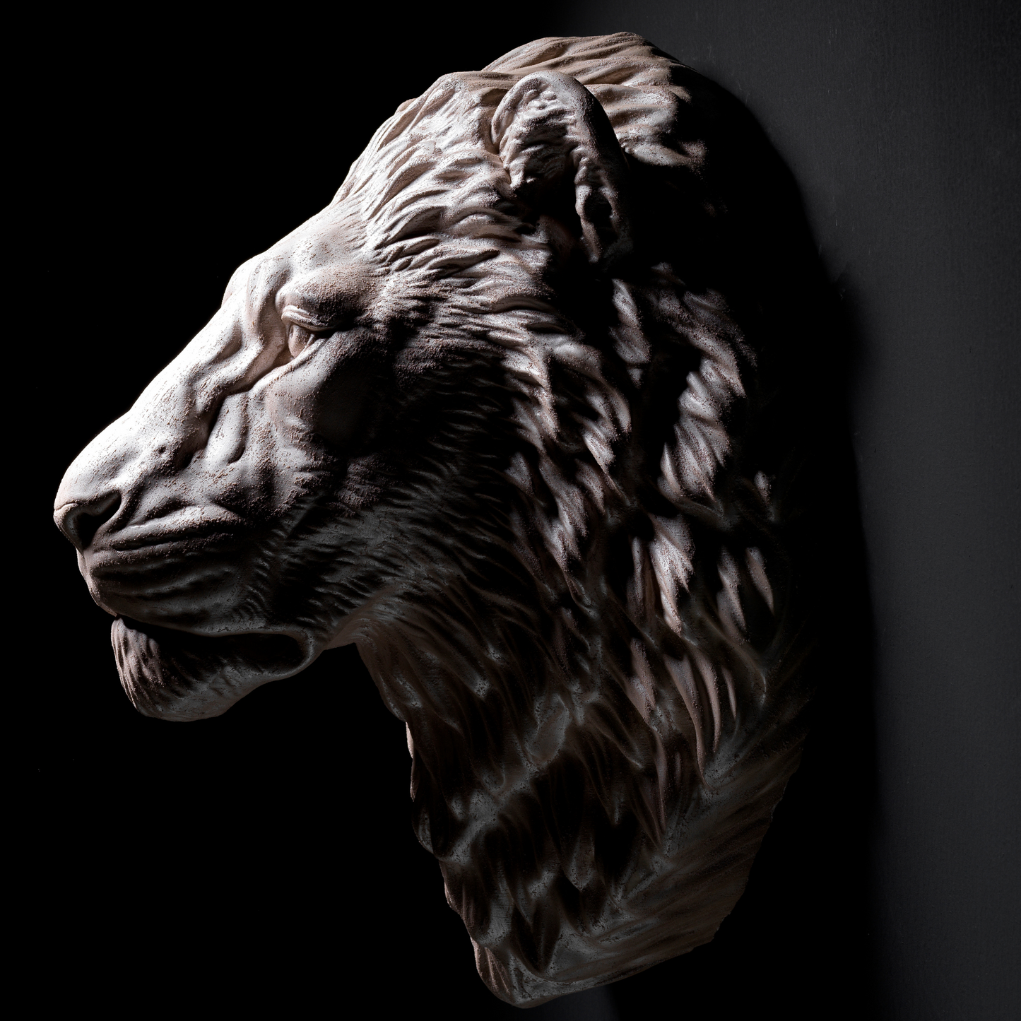Extra Large 3D Wall Art Lion Sculpture (Pearl Venetian Plaster)
