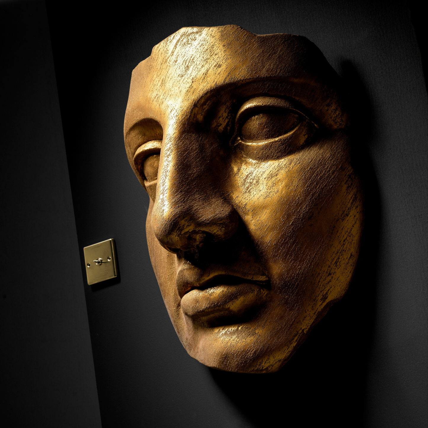 Extra Large 3D Wall Art Face Sculpture (Gold Venetian Plaster)