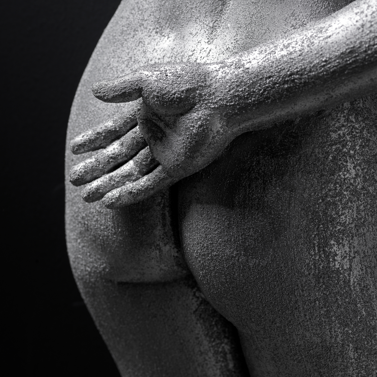 Large 3D Wall Art Female Sculpture (Silver Venetian Plaster)