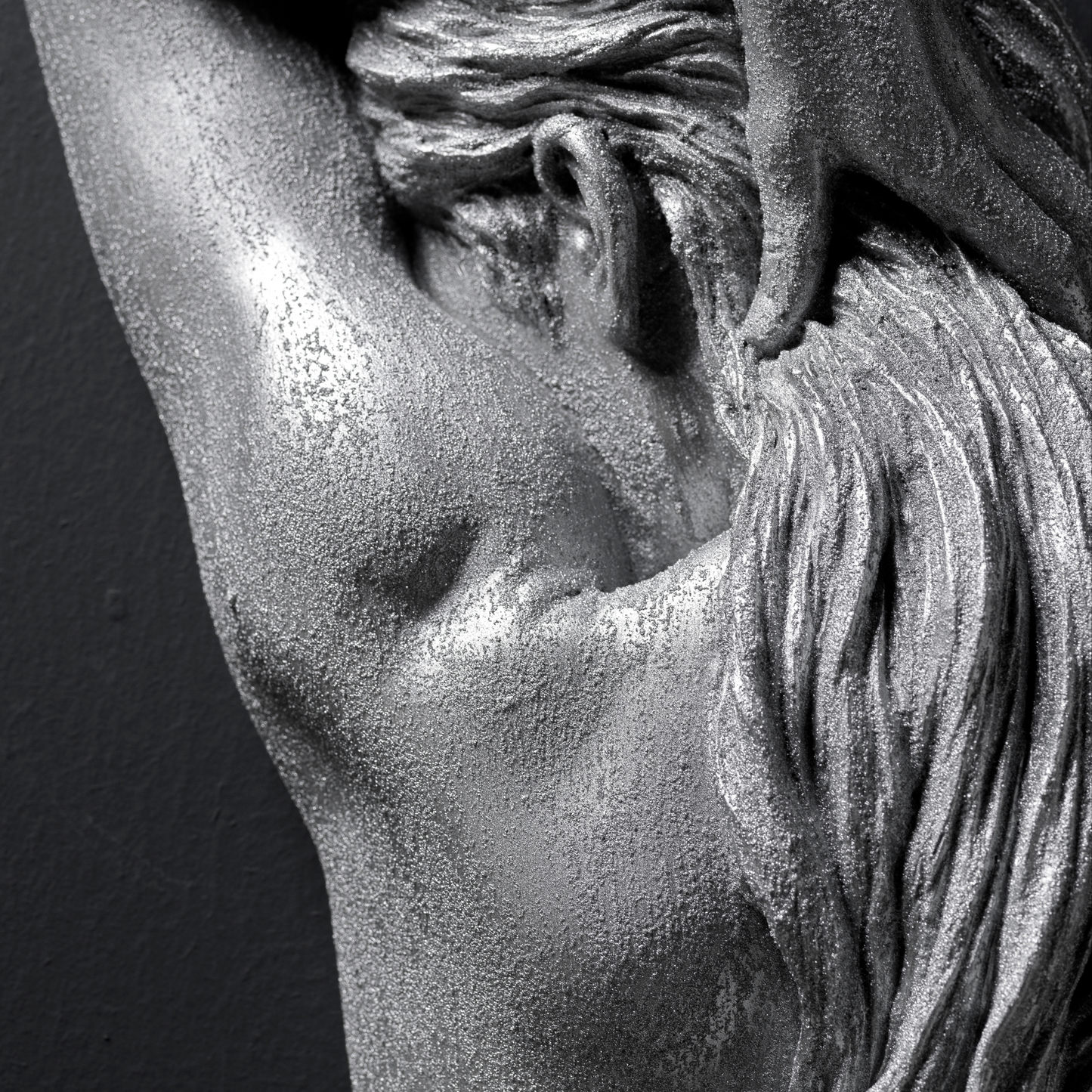Large 3D Wall Art Female Sculpture (Silver Venetian Plaster)