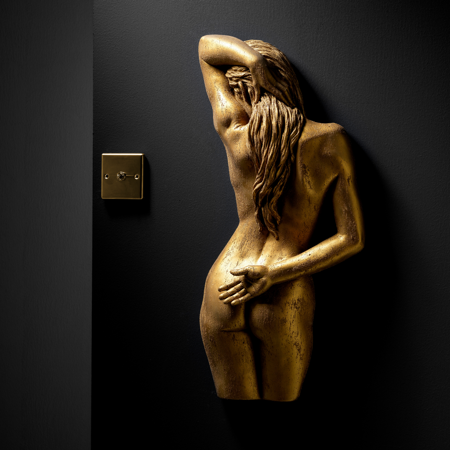 Large 3D Wall Art Female Sculpture (Gold Venetian Plaster)