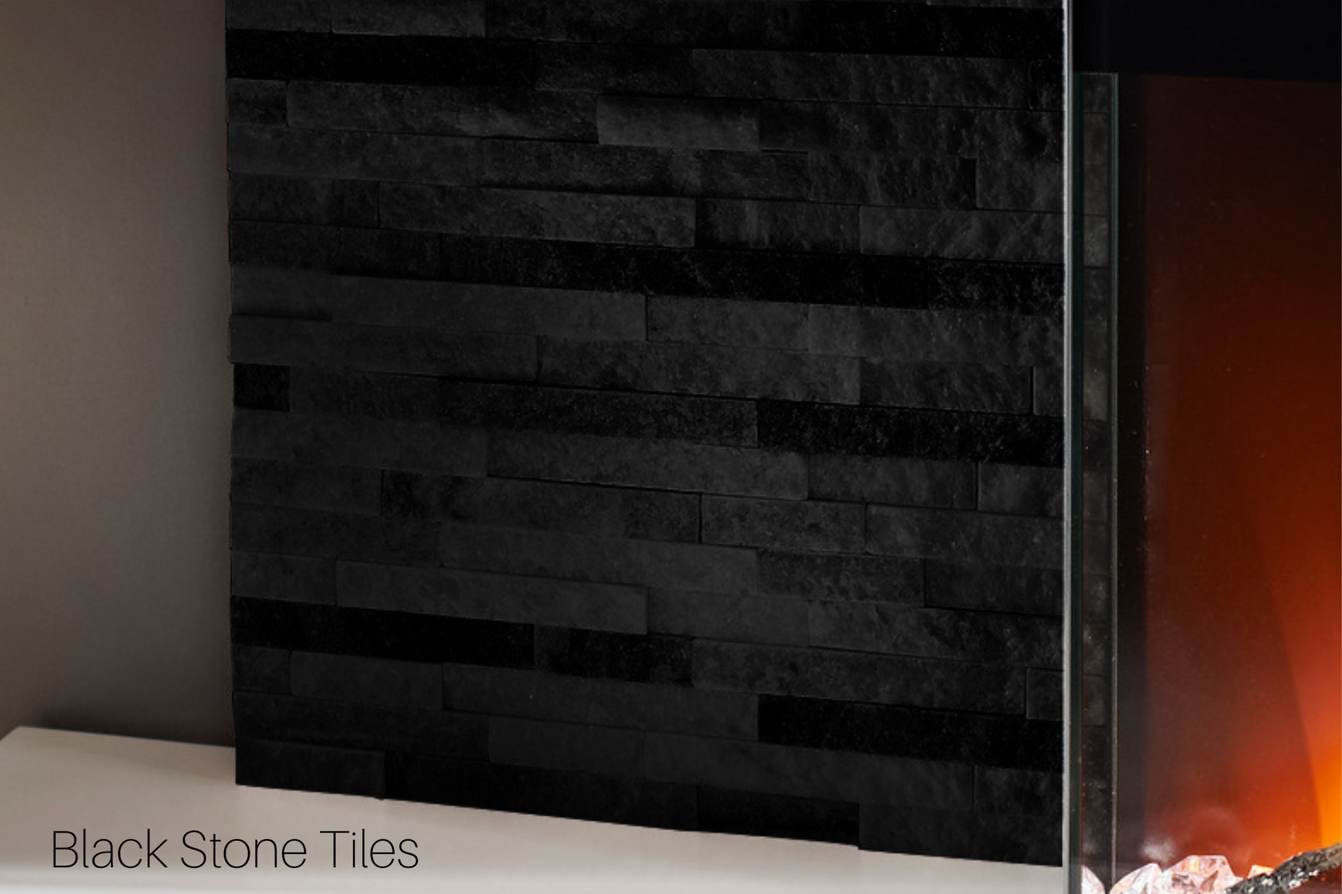 Evolution Fires - Vegas 96 Black Stone Wall Mounted Electric Fireplace