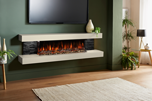 Evolution Fires - Vegas 72 - Wall-Mounted Electric Fire (Cream, Black Stone)