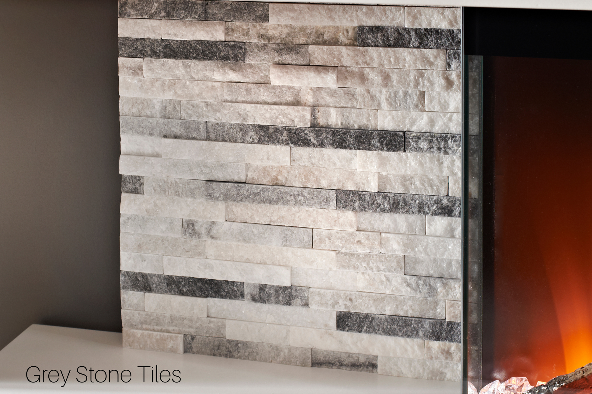 Evolution Fires - Landscape 96 Wall Mounted Electric Fireplace (grey tiles)