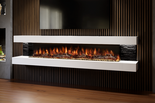 Evolution Fires - Vegas 96 Black Stone Wall Mounted Electric Fireplace