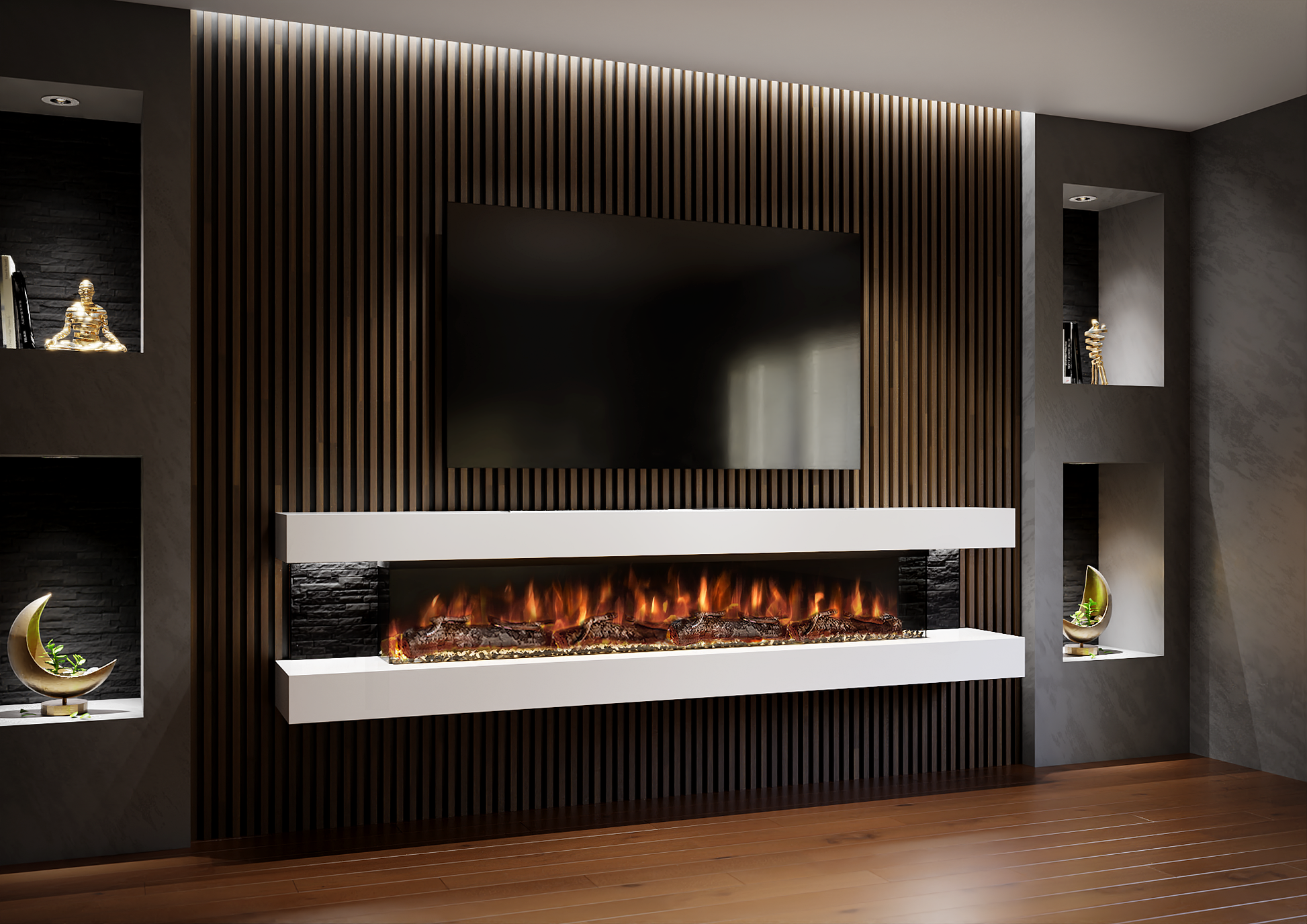Evolution Fires - Vegas 96 Black Stone Wall Mounted Electric Fireplace