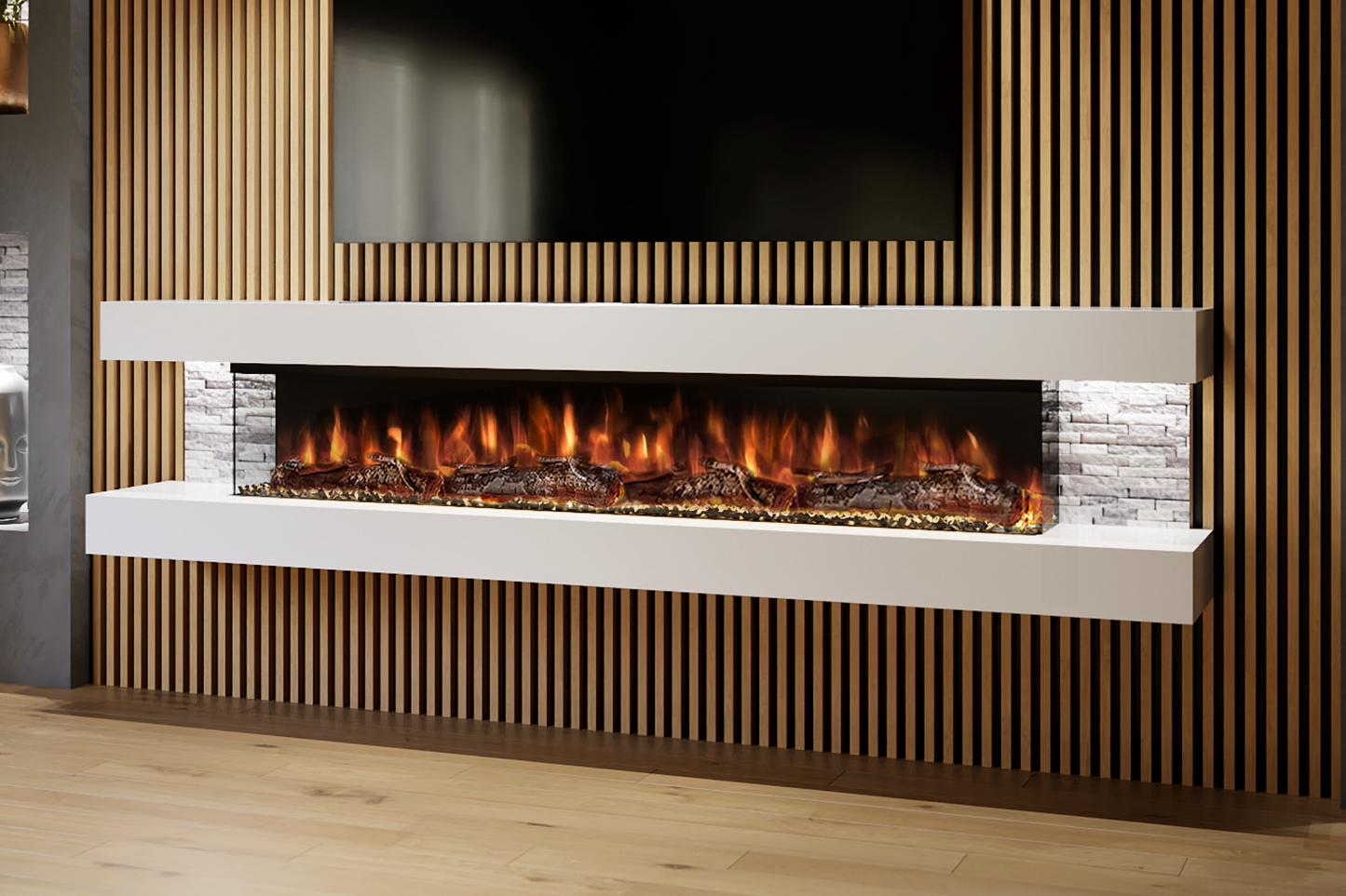 Evolution Fires - Landscape 96 Wall Mounted Electric Fireplace (grey tiles)