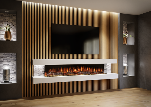 Evolution Fires - Landscape 96 Wall Mounted Electric Fireplace (grey tiles)
