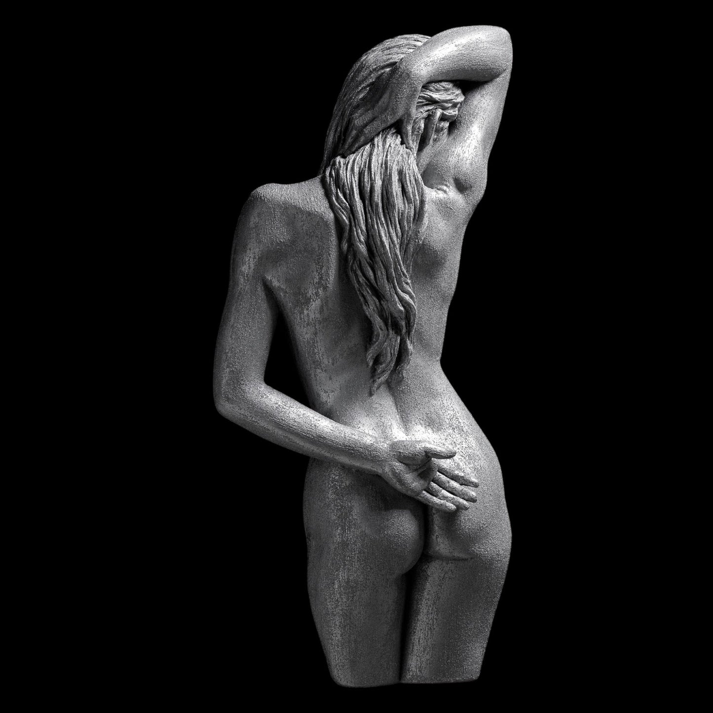 Large 3D Wall Art Female Sculpture (Silver Venetian Plaster)