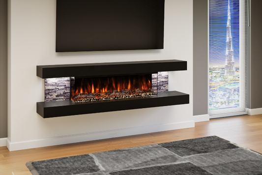 Evolution Fires - Vegas 72 - Wall-Mounted Electric Fire (Black, Grey Stone)