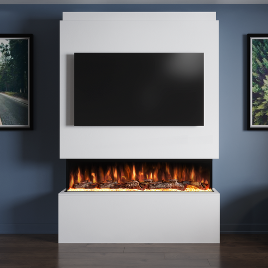 Evolution Fires Pre-built media wall with electric fireplace