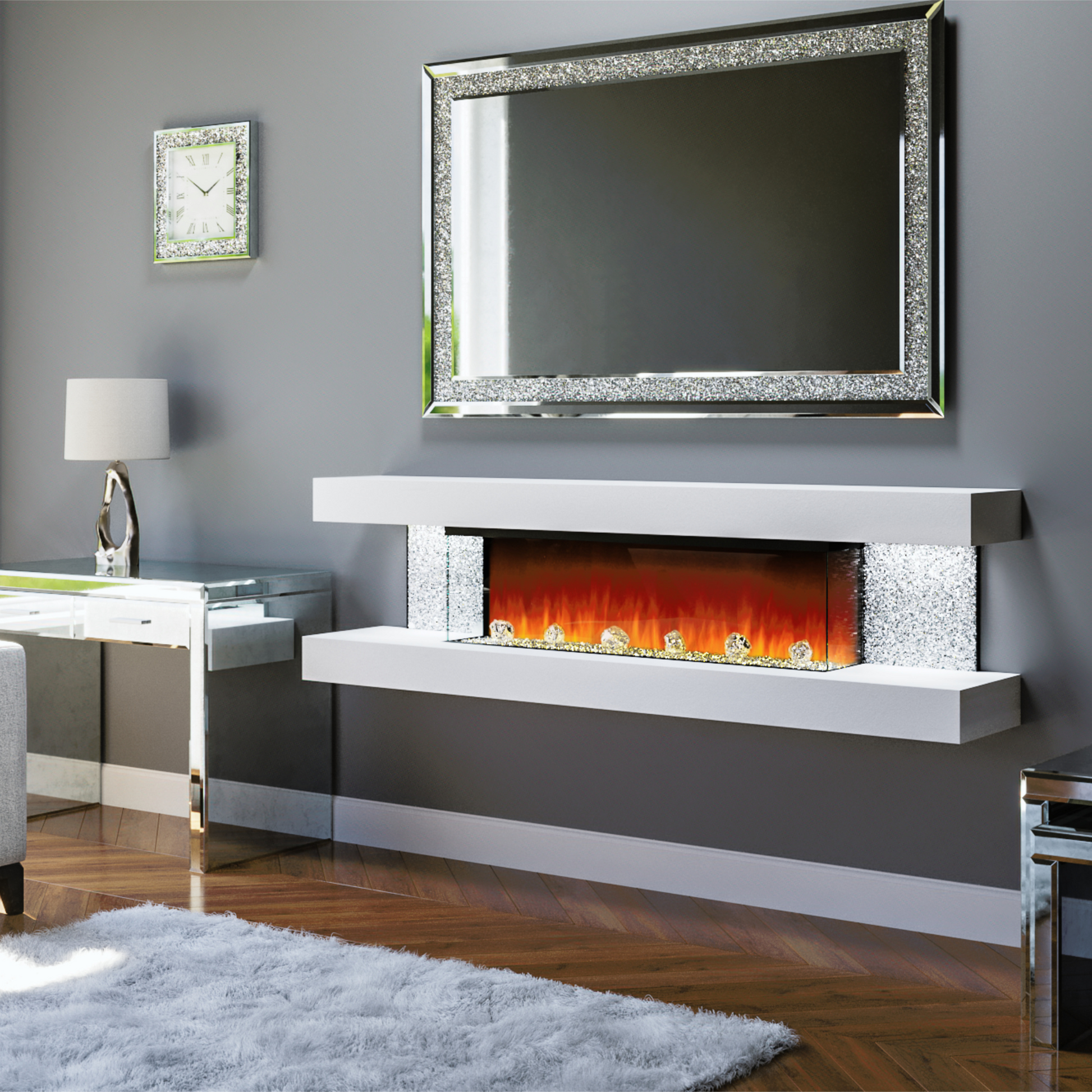 Wall mounted fire online and tv unit