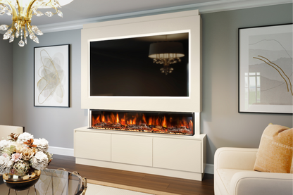 Pre-Built Media Wall With Electric Fire