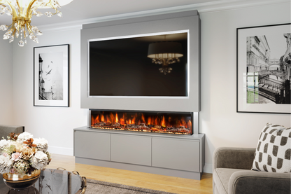 Pre-Built Media Wall With Electric Fire