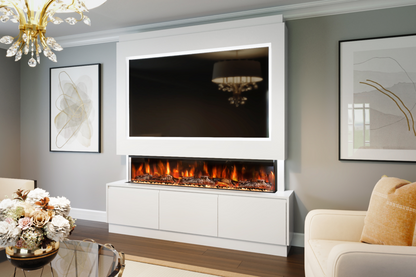 Pre-Built Media Wall With Electric Fire