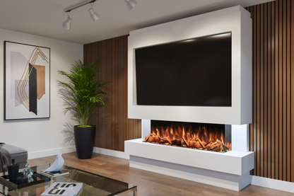 Pre-Built Media Wall with Electric Fireplace by Evolution Fires